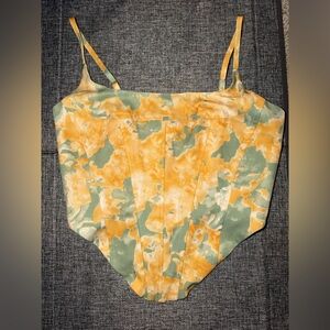 Zara Yellow and Green Patterned Top